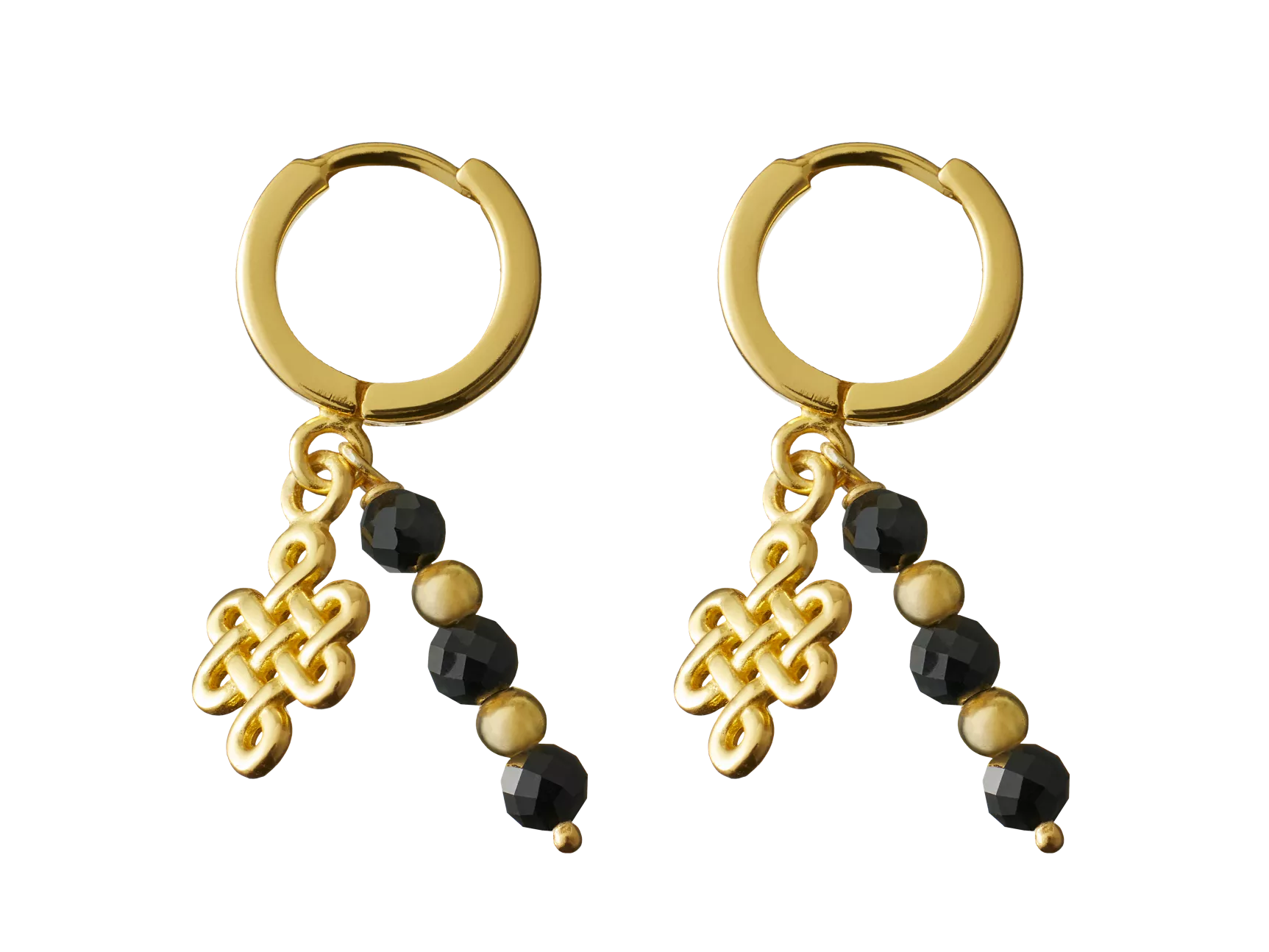 Black Onyx Infinity Hoops Round Earrings Gold Plated