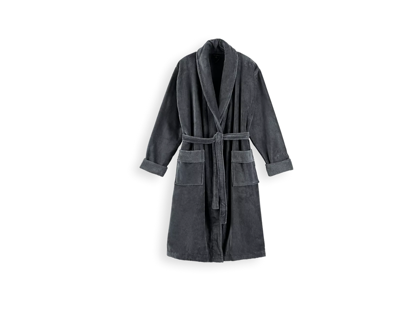 Super Smooth Cotton Bathrobe Men L Charcoal Grey